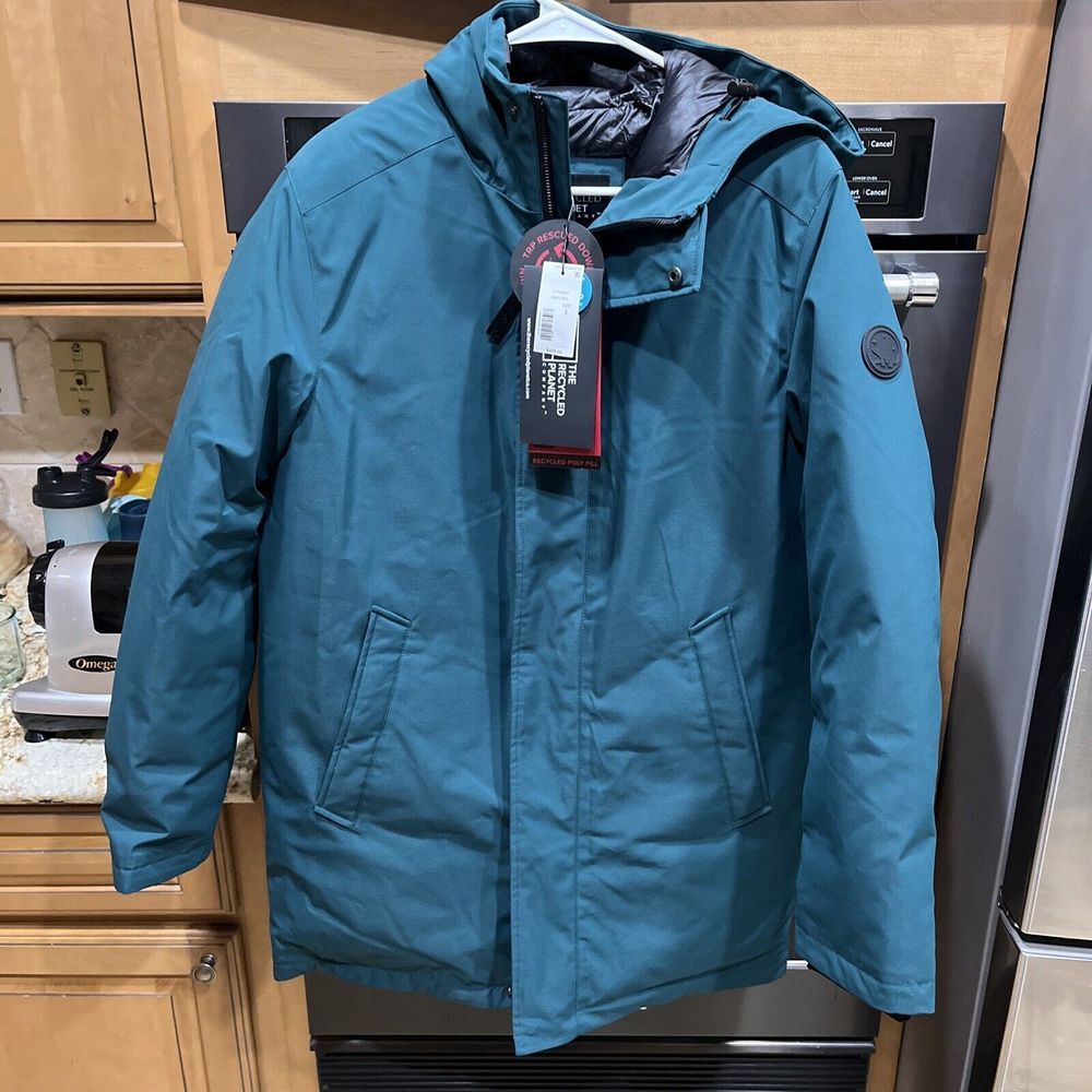 Recycled Planet Everdas Water Resistant & Windproof Down Parka in Dark Sea Small